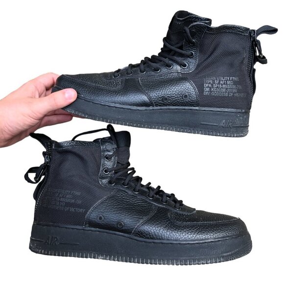 2017 Nike SF Air Force 1 Mid Triple Black Mens Size 12 - Picture 4 of 8